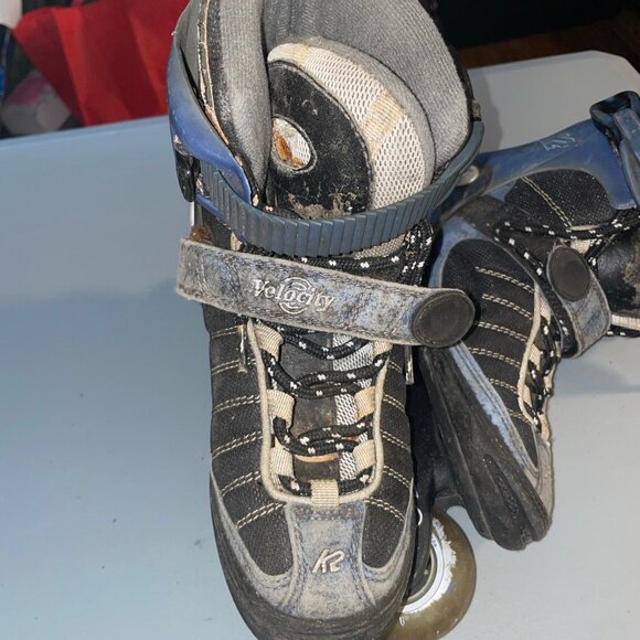 K2 Velocity Inline Skates Size 10 Blue & Black With Adjustable Buckles - Picture 4 of 7